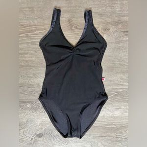 Yumiko Leotard - Black and Black Velvet Tiffany, Women’s size XS